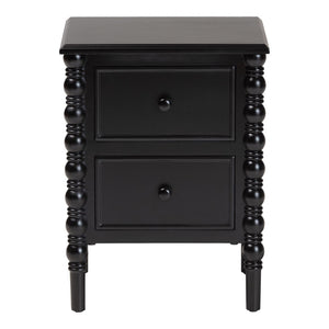 Baxton Studio Baxton Studio Malinda Classic Black Wood End Table with Elegant Spindle Legs and Ample Storage 2-drawer JY24A172-Black/Wooden-End Table