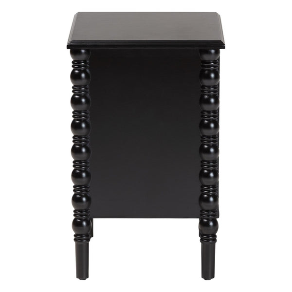 Baxton Studio Baxton Studio Malinda Classic Black Wood End Table with Elegant Spindle Legs and Ample Storage 2-drawer JY24A172-Black/Wooden-End Table