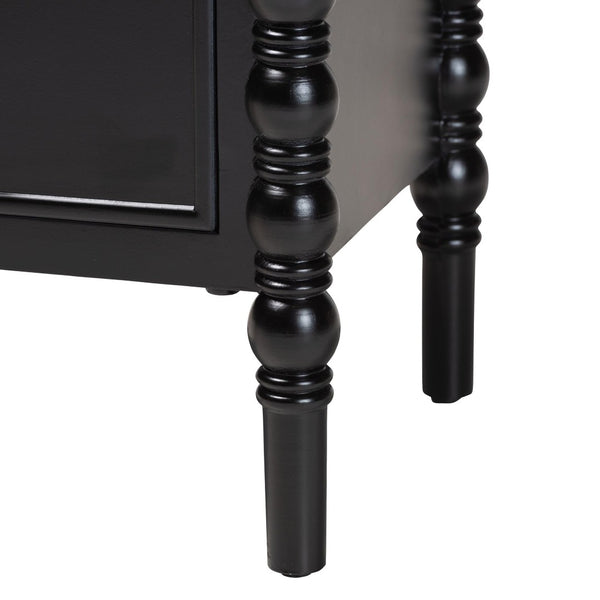 Baxton Studio Baxton Studio Malinda Classic Black Wood End Table with Elegant Spindle Legs and Ample Storage 2-drawer JY24A172-Black/Wooden-End Table