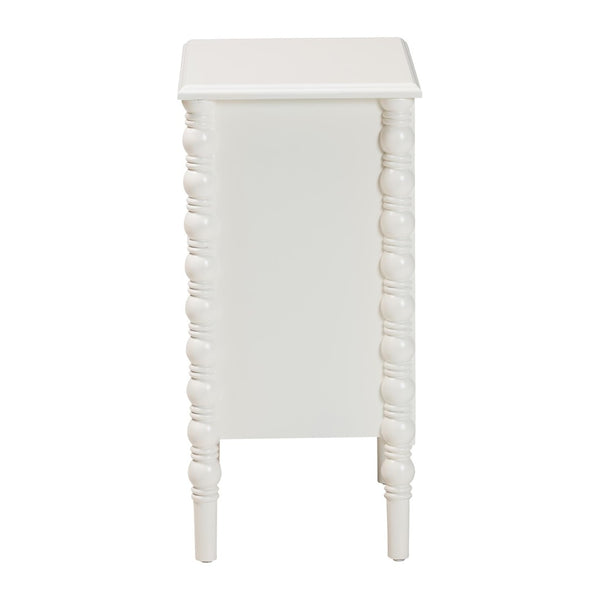 Baxton Studio Baxton Studio Malinda Classic White 3-Drawer End Table with Spindle Legs for Elegant Storage Solutions JY24A173-Off White/Wooden-End Table