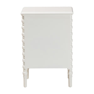 Baxton Studio Baxton Studio Malinda Classic White 3-Drawer End Table with Spindle Legs for Elegant Storage Solutions JY24A173-Off White/Wooden-End Table