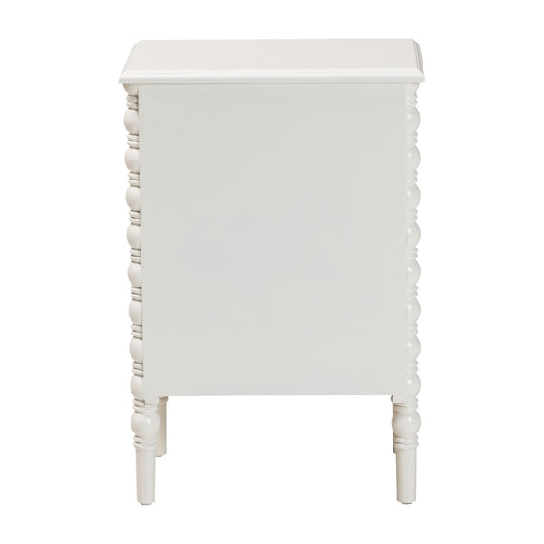 Baxton Studio Baxton Studio Malinda Classic White 3-Drawer End Table with Spindle Legs for Elegant Storage Solutions JY24A173-Off White/Wooden-End Table