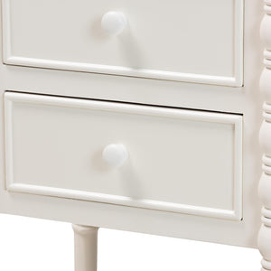 Baxton Studio Baxton Studio Malinda Classic White 3-Drawer End Table with Spindle Legs for Elegant Storage Solutions JY24A173-Off White/Wooden-End Table