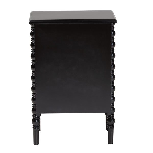 Baxton Studio Baxton Studio Malinda Classic Black Wood End Table with Elegant Spindle Legs and Ample Storage 3-drawer JY24A173-Black/Wooden-End Table