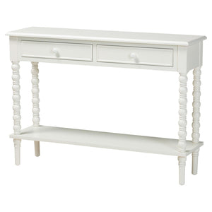 Baxton Studio Baxton Studio Malinda Elegant White Wood Console Table with Spindle Legs for Stylish Storage Solutions JY24A178-Off White/Wooden-Console Table