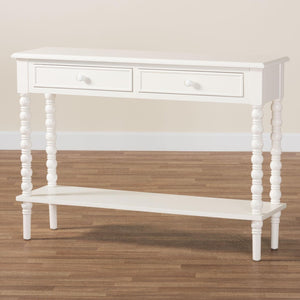 Baxton Studio Baxton Studio Malinda Elegant White Wood Console Table with Spindle Legs for Stylish Storage Solutions JY24A178-Off White/Wooden-Console Table