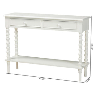 Baxton Studio Baxton Studio Malinda Elegant White Wood Console Table with Spindle Legs for Stylish Storage Solutions JY24A178-Off White/Wooden-Console Table