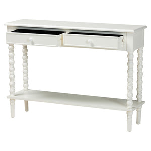 Baxton Studio Baxton Studio Malinda Elegant White Wood Console Table with Spindle Legs for Stylish Storage Solutions JY24A178-Off White/Wooden-Console Table