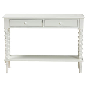 Baxton Studio Baxton Studio Malinda Elegant White Wood Console Table with Spindle Legs for Stylish Storage Solutions JY24A178-Off White/Wooden-Console Table