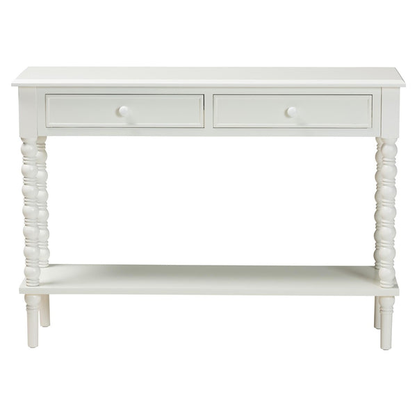 Baxton Studio Baxton Studio Malinda Elegant White Wood Console Table with Spindle Legs for Stylish Storage Solutions JY24A178-Off White/Wooden-Console Table