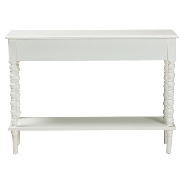 Baxton Studio Baxton Studio Malinda Elegant White Wood Console Table with Spindle Legs for Stylish Storage Solutions JY24A178-Off White/Wooden-Console Table