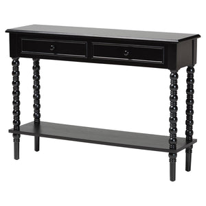 Baxton Studio Baxton Studio Malinda Classic Black Wood Console Table with Spindle Legs & 2 Drawers for Storage JY24A178-Black/Wooden-Console Table