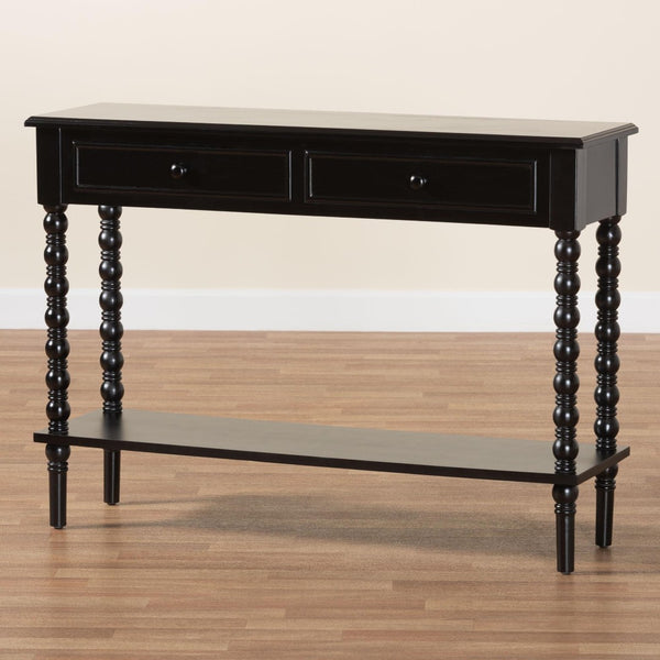Baxton Studio Baxton Studio Malinda Classic Black Wood Console Table with Spindle Legs & 2 Drawers for Storage JY24A178-Black/Wooden-Console Table
