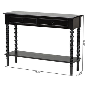 Baxton Studio Baxton Studio Malinda Classic Black Wood Console Table with Spindle Legs & 2 Drawers for Storage JY24A178-Black/Wooden-Console Table