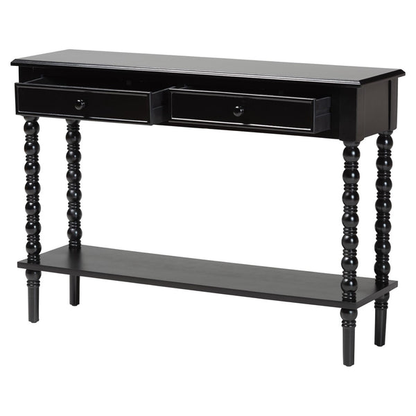 Baxton Studio Baxton Studio Malinda Classic Black Wood Console Table with Spindle Legs & 2 Drawers for Storage JY24A178-Black/Wooden-Console Table
