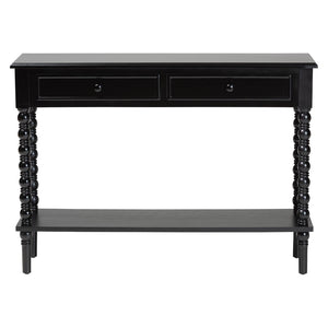Baxton Studio Baxton Studio Malinda Classic Black Wood Console Table with Spindle Legs & 2 Drawers for Storage JY24A178-Black/Wooden-Console Table