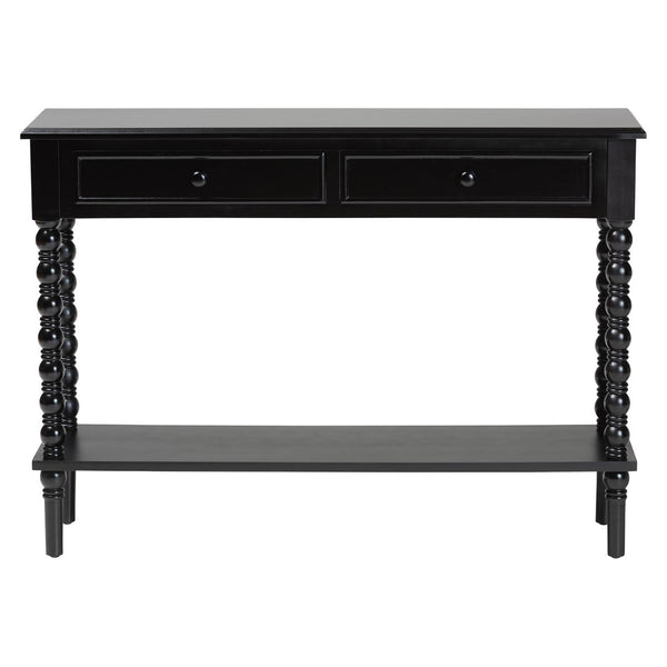 Baxton Studio Baxton Studio Malinda Classic Black Wood Console Table with Spindle Legs & 2 Drawers for Storage JY24A178-Black/Wooden-Console Table