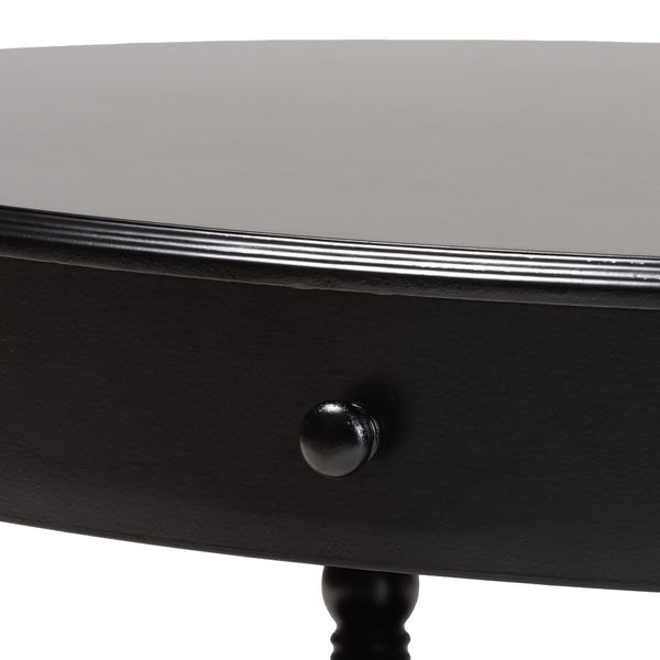 Baxton Studio Baxton Studio Malinda Elegant Black Wood Coffee Table with Drawer & Spindle Legs for Stylish Living JY24A179-Black/Wooden-Coffee Table