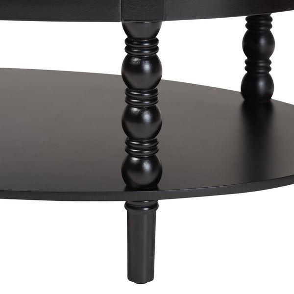 Baxton Studio Baxton Studio Malinda Elegant Black Wood Coffee Table with Drawer & Spindle Legs for Stylish Living JY24A179-Black/Wooden-Coffee Table