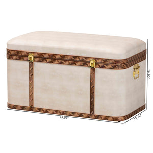 Baxton Studio Baxton Modern Transitional Beige Faux Shagreen Storage Trunk with Lift-Top for Stylish Organization JY24A092-Large-Beige/Shagreen-Storage Ottoman