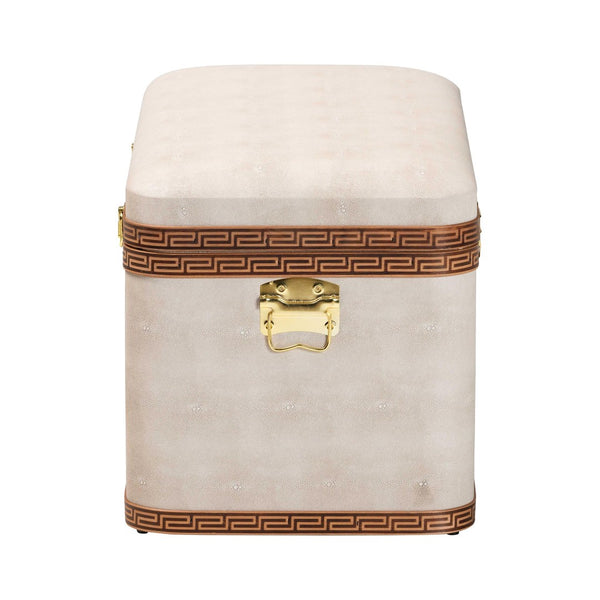 Baxton Studio Baxton Modern Transitional Beige Faux Shagreen Storage Trunk with Lift-Top for Stylish Organization JY24A092-Large-Beige/Shagreen-Storage Ottoman