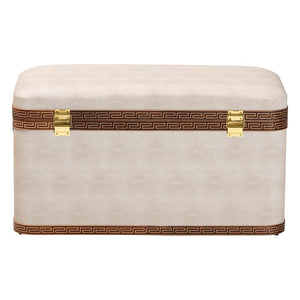 Baxton Studio Baxton Modern Transitional Beige Faux Shagreen Storage Trunk with Lift-Top for Stylish Organization JY24A092-Large-Beige/Shagreen-Storage Ottoman
