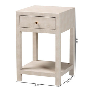 Baxton Studio Baxton Studio Modern Faux Shagreen End Table with Drawer & Open Shelf for Chic Living Spaces JY24A098-Beige/Shagreen-End Table