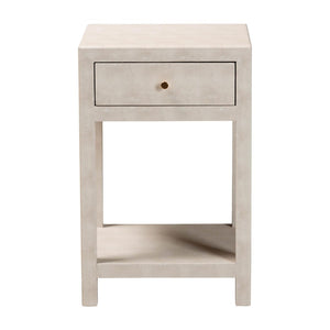 Baxton Studio Baxton Studio Modern Faux Shagreen End Table with Drawer & Open Shelf for Chic Living Spaces JY24A098-Beige/Shagreen-End Table
