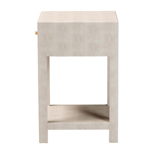 Baxton Studio Baxton Studio Modern Faux Shagreen End Table with Drawer & Open Shelf for Chic Living Spaces JY24A098-Beige/Shagreen-End Table