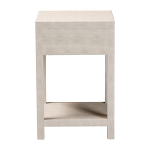 Baxton Studio Baxton Studio Modern Faux Shagreen End Table with Drawer & Open Shelf for Chic Living Spaces JY24A098-Beige/Shagreen-End Table