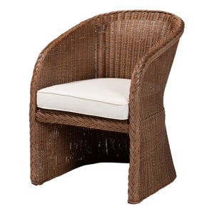 Baxton Studio Bali & Pari Memphis Bohemian Peanut Brown Braided Rattan Arm Chair Peanut Brown Natural Rattan Memphis-peanut Brown/Rattan-cc