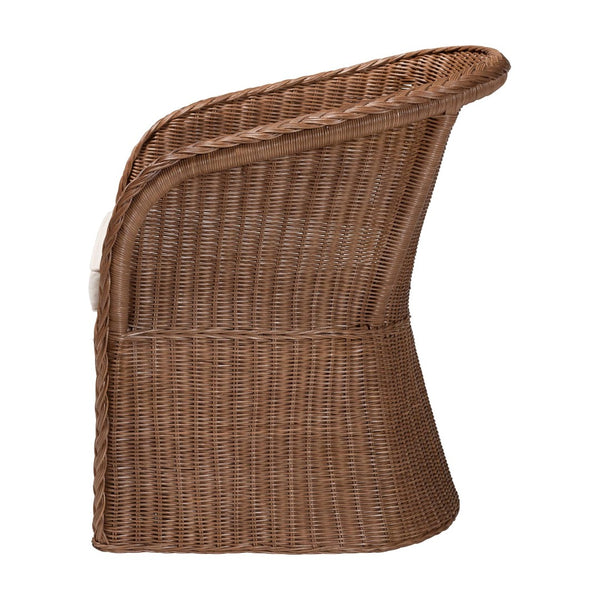 Baxton Studio bali Bali Bohemian Braided Rattan Arm Chair - Handcrafted Comfort & Style for Living Room or Patio Memphis-Peanut Brown/Rattan-CC