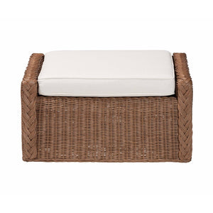 Baxton Studio bali Derris Handcrafted Bohemian Rattan Footstool - Versatile & Stylish for Any Living Space Derris-Peanut Brown/Rattan-Footstool