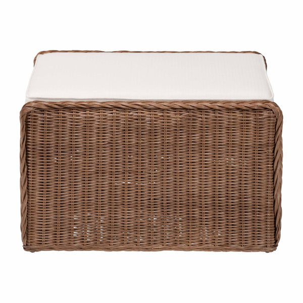 Baxton Studio bali Derris Handcrafted Bohemian Rattan Footstool - Versatile & Stylish for Any Living Space Derris-Peanut Brown/Rattan-Footstool