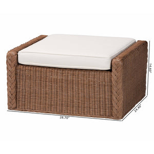 Baxton Studio bali Derris Handcrafted Bohemian Rattan Footstool - Versatile & Stylish for Any Living Space Derris-Peanut Brown/Rattan-Footstool