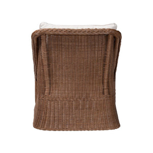 Baxton Studio bali Derris Bohemian Braided Rattan Arm Chair & Footstool Set - Handcrafted, Comfortable, Fully Assembled Derris-Peanut Brown/Rattan-2pc Chair/FS Set