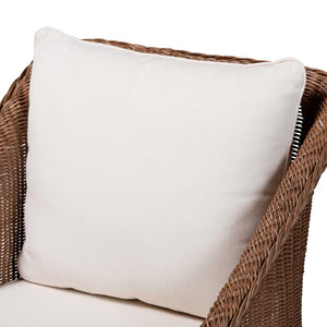 Baxton Studio bali Derris Bohemian Braided Rattan Arm Chair & Footstool Set - Handcrafted, Comfortable, Fully Assembled Derris-Peanut Brown/Rattan-2pc Chair/FS Set