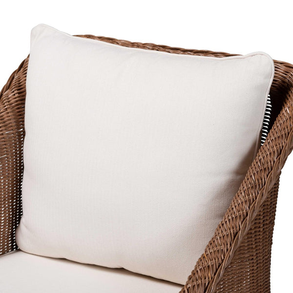 Baxton Studio bali Derris Bohemian Braided Rattan Arm Chair & Footstool Set - Handcrafted, Comfortable, Fully Assembled Derris-Peanut Brown/Rattan-2pc Chair/FS Set