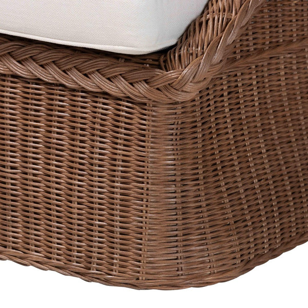 Baxton Studio bali Derris Bohemian Braided Rattan Arm Chair & Footstool Set - Handcrafted, Comfortable, Fully Assembled Derris-Peanut Brown/Rattan-2pc Chair/FS Set