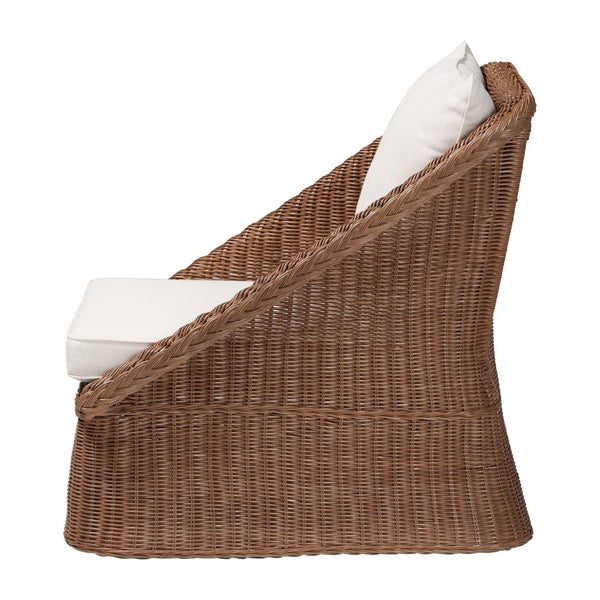 Baxton Studio bali Handcrafted Bohemian 2-Piece Braided Rattan Arm Chair Set with Plush Cushions for Comfort Derris-Peanut Brown/Rattan-CC-2pc Chair Set