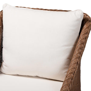 Baxton Studio bali Handcrafted Bohemian 2-Piece Braided Rattan Arm Chair Set with Plush Cushions for Comfort Derris-Peanut Brown/Rattan-CC-2pc Chair Set