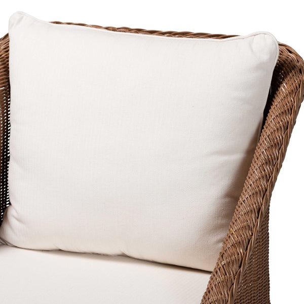 Baxton Studio bali Handcrafted Bohemian 2-Piece Braided Rattan Arm Chair Set with Plush Cushions for Comfort Derris-Peanut Brown/Rattan-CC-2pc Chair Set