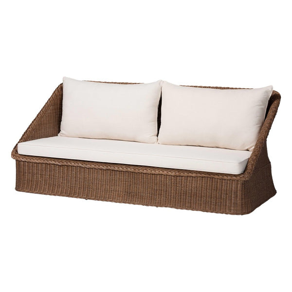 Baxton Studio bali Bali Derris Bohemian Rattan Sofa – Handcrafted Comfort with Braided Details for Relaxed Living Spaces Derris-Peanut Brown/Rattan-Sofa