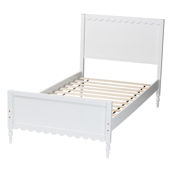 Baxton Studio Baxton Studio Roni Modern White Wood Platform Bed with Scalloped Edges & Timeless Design Elements Full Roni-White-Full