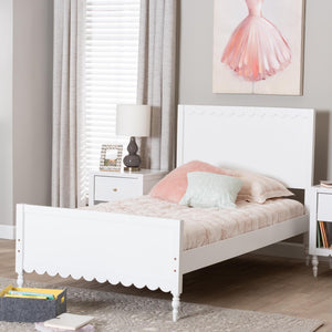 Baxton Studio Baxton Studio Roni Modern White Wood Platform Bed with Scalloped Edges & Timeless Design Elements Full Roni-White-Full