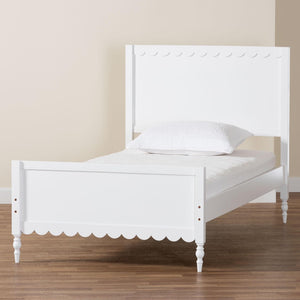 Baxton Studio Baxton Studio Roni Modern White Wood Platform Bed with Scalloped Edges & Timeless Design Elements Full Roni-White-Full