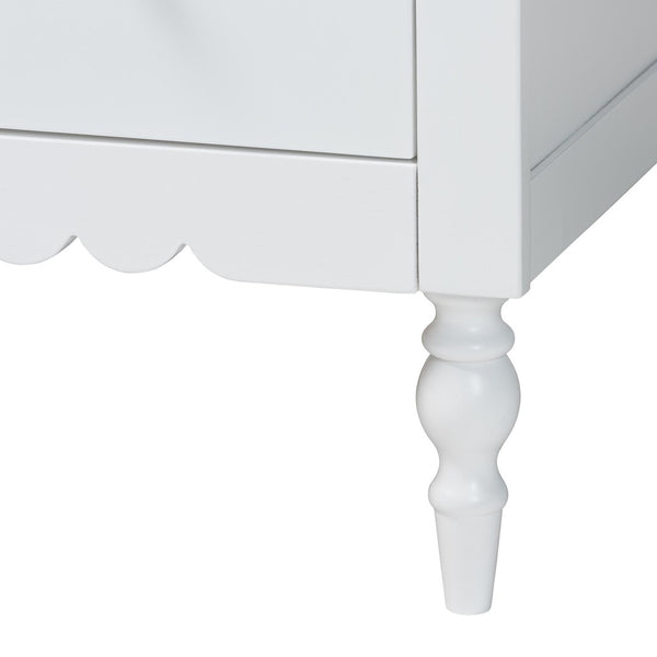 Baxton Studio Baxton Studio Roni Modern Scalloped Wood 4-Piece Bedroom Set with Elegant Nightstands & Dresser Full Roni-White-Full 4PC Bedroom Set 1