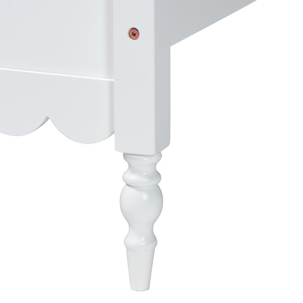 Baxton Studio Baxton Studio Roni Modern Scalloped Wood 4-Piece Bedroom Set with Elegant Nightstands & Dresser Full Roni-White-Full 4PC Bedroom Set 1