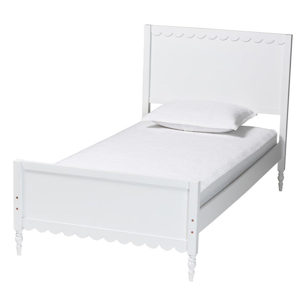 Baxton Studio Baxton Studio Roni Modern White Wood 4-Piece Bedroom Set with Scalloped Edges and Elegant Design Twin Roni-White-Twin 4PC Bedroom Set 2