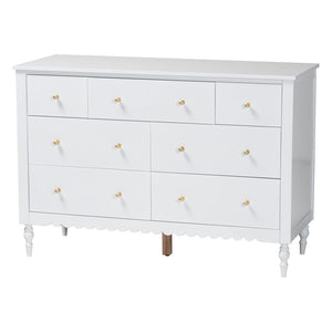 Baxton Studio Baxton Studio Roni Modern White Wood 4-Piece Bedroom Set with Scalloped Edges and Elegant Design Twin Roni-White-Twin 4PC Bedroom Set 2